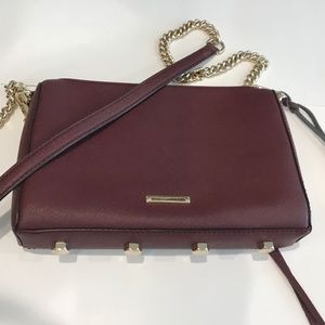 Rebecca Minkoff Avery Leather Crossbody Bag Versatile Front Zip Pocket Burgundy